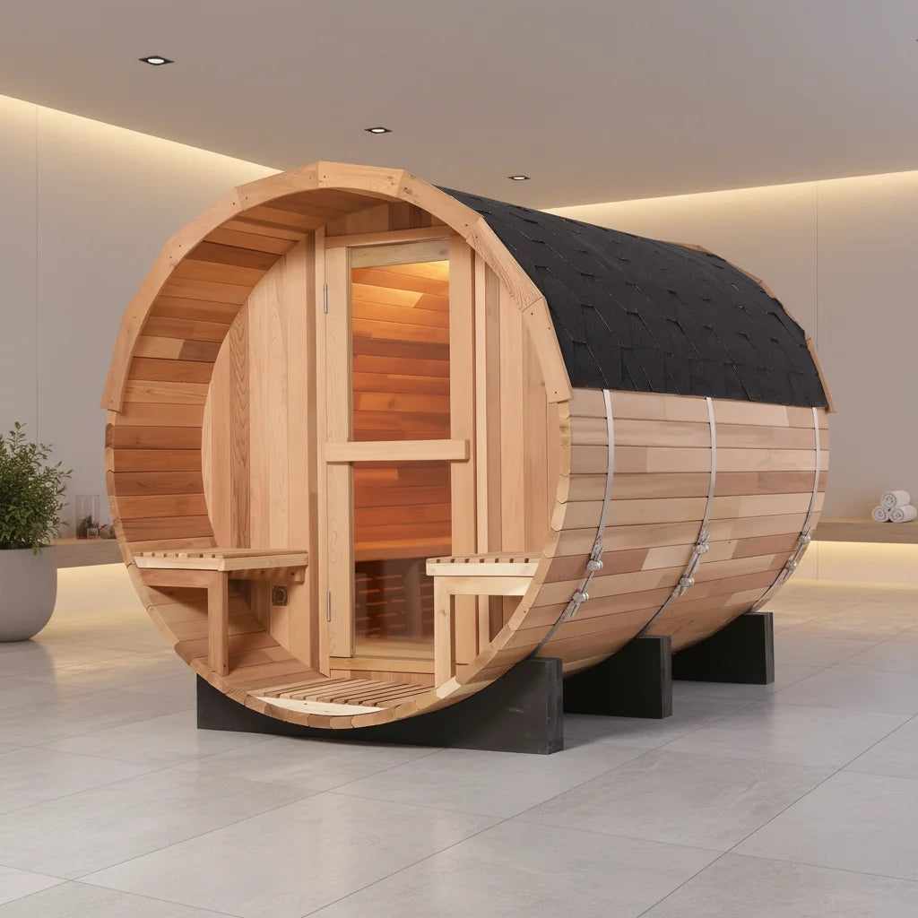 USA Warehouse Stock Solid Wood Red Cedar Help Relax Slim Body Dry Steam Barrel Sauna Room