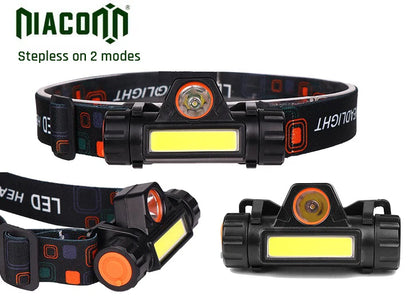Magnet Base 7W Cob USB Rechargeable LED Headlamp Flashlight 300+200lm Outdoor IP68 Lithium Ion Battery