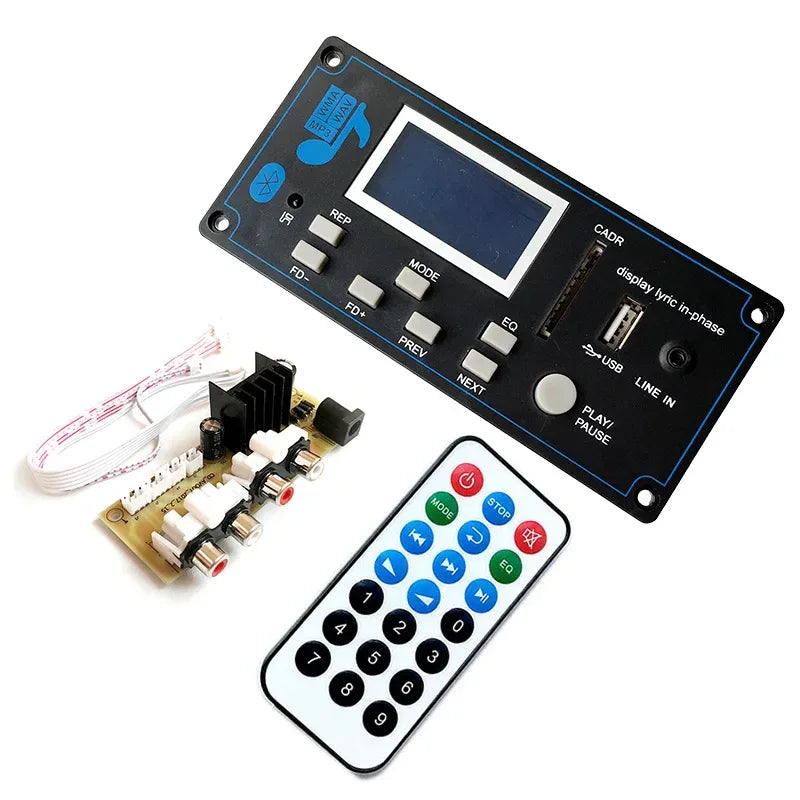 Bluetooth 12V LCD MP3 Decoder Board WAV WMA Decoding MP3 Rec Player Audio Module Support FM Radio AUX USB With Lyrics Display