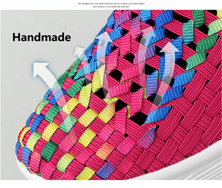 New Women Sneakers Summer Casual Shoes Woven Flat Platform Women's Shoes Breath Loafers Lady Footwear Soft Zapatos Plus Size 42