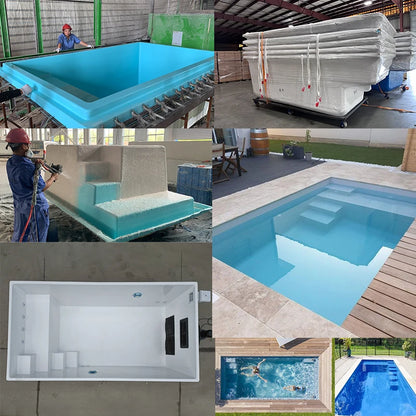 US Ships in 3 Days Small Size 14ft Outdoor Family Frp Fiberglass Rectangular Children's Pool Inground Plunge Spa Swimming Pool