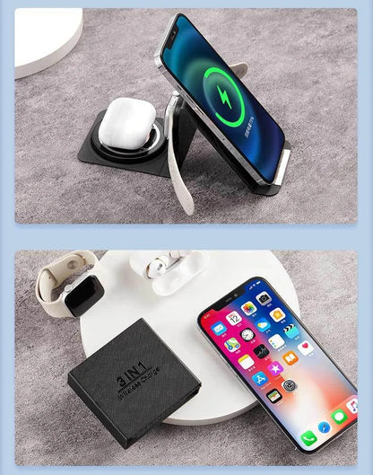 Fast Shipping 3-in-1 Wireless Charger Dock Station 15W Fast Charging Compatible for iPhone 17 for Xiaomi Android Featuring PD