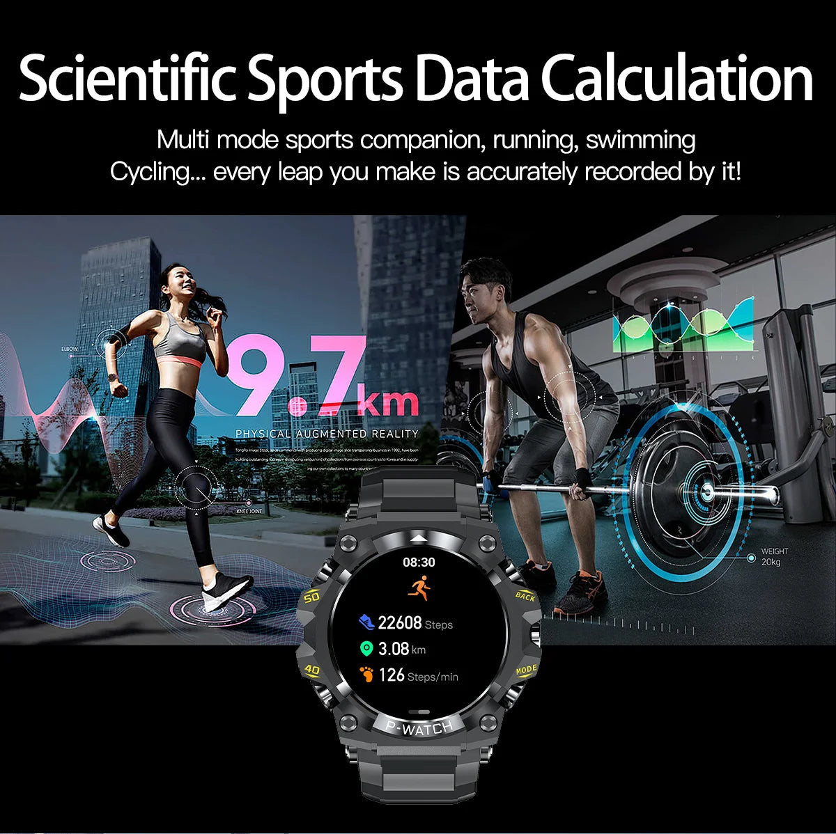 PG222 2025 Outdoor Sports Smart Watch GPS Navigation Compass IP68 Waterproof Fitness Tracker for IPhone/iPad Remote Control Call