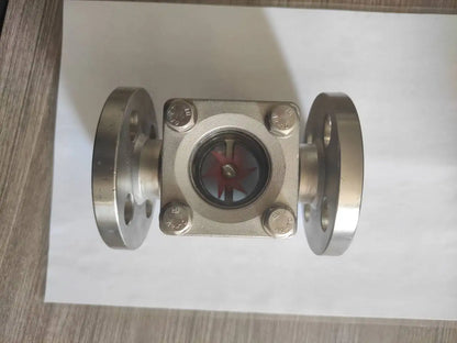 High-Temperature Manual Flow Valve Sight Glass Indicator Double Window Sight Glass with SS Flange for Hot Media