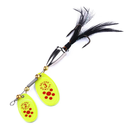 6.5cm/13g Manufacturer Double Blade Fishing Spinner Hard Metal Spoons Blade Swimbait Fishing Lure for Saltwater Freshwater