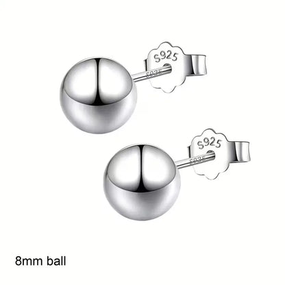 Lanshang Fine Stud Earrings 925 Sterling Silver Gold Plated Jewelry  for Women Men Tiny Ball Earrings