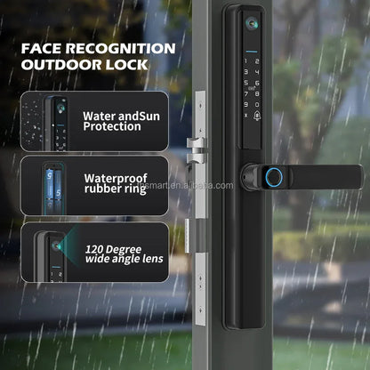 OutdoorTuya Wifi App Camera Aluminum Door Smart Lock 35mm Slim Sliding Frame Door Lock Biometric Fingerprint Electronic Lock