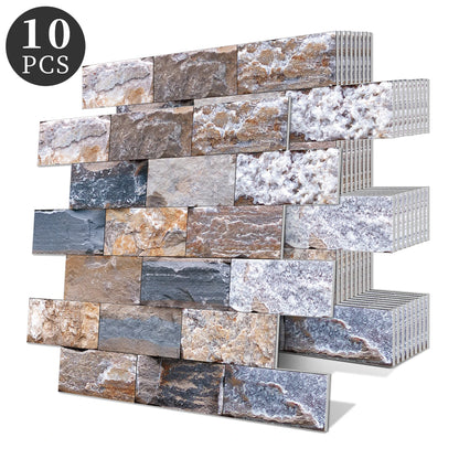 10 Pcs 13.5 X 11.5 Inch Self Adhesive Tile Stickers Waterproof PVC+PE Backsplash Tile Peel and Stick Wall Tiles for Kitchen