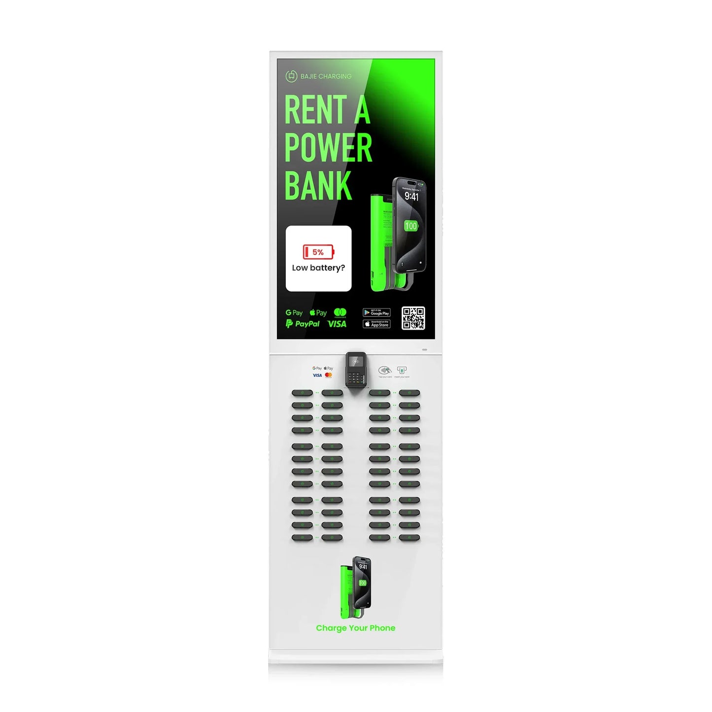 Large Vending Machine Mobile Power Kiosk 48 Slots Shared Mobile Power Station Restaurant Coffee Shop Easy to Rent and Use