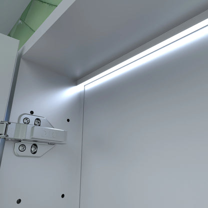 48" X 30" Silver Aluminum Rectangular LED Medicine Cabinet with Clock, Recessed or Surface Mount