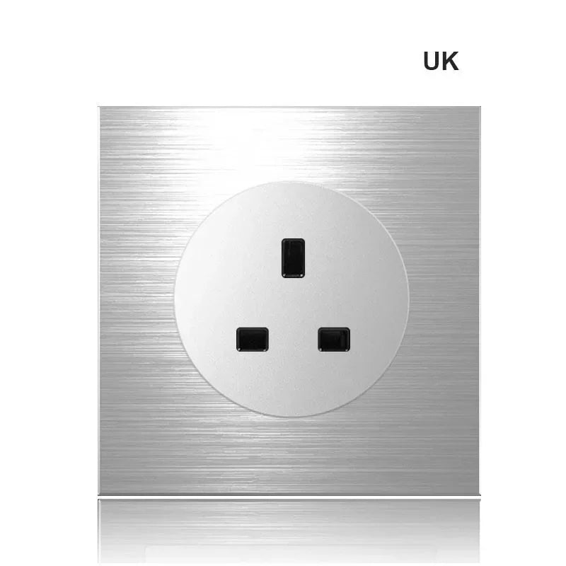 1 Way Light Switch Any Click Household Silver Aluminum Alloy Panel Switch Socket 90V-250V