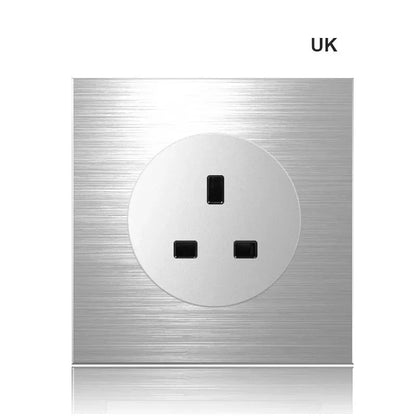 1 Way Light Switch Any Click Household Silver Aluminum Alloy Panel Switch Socket 90V-250V