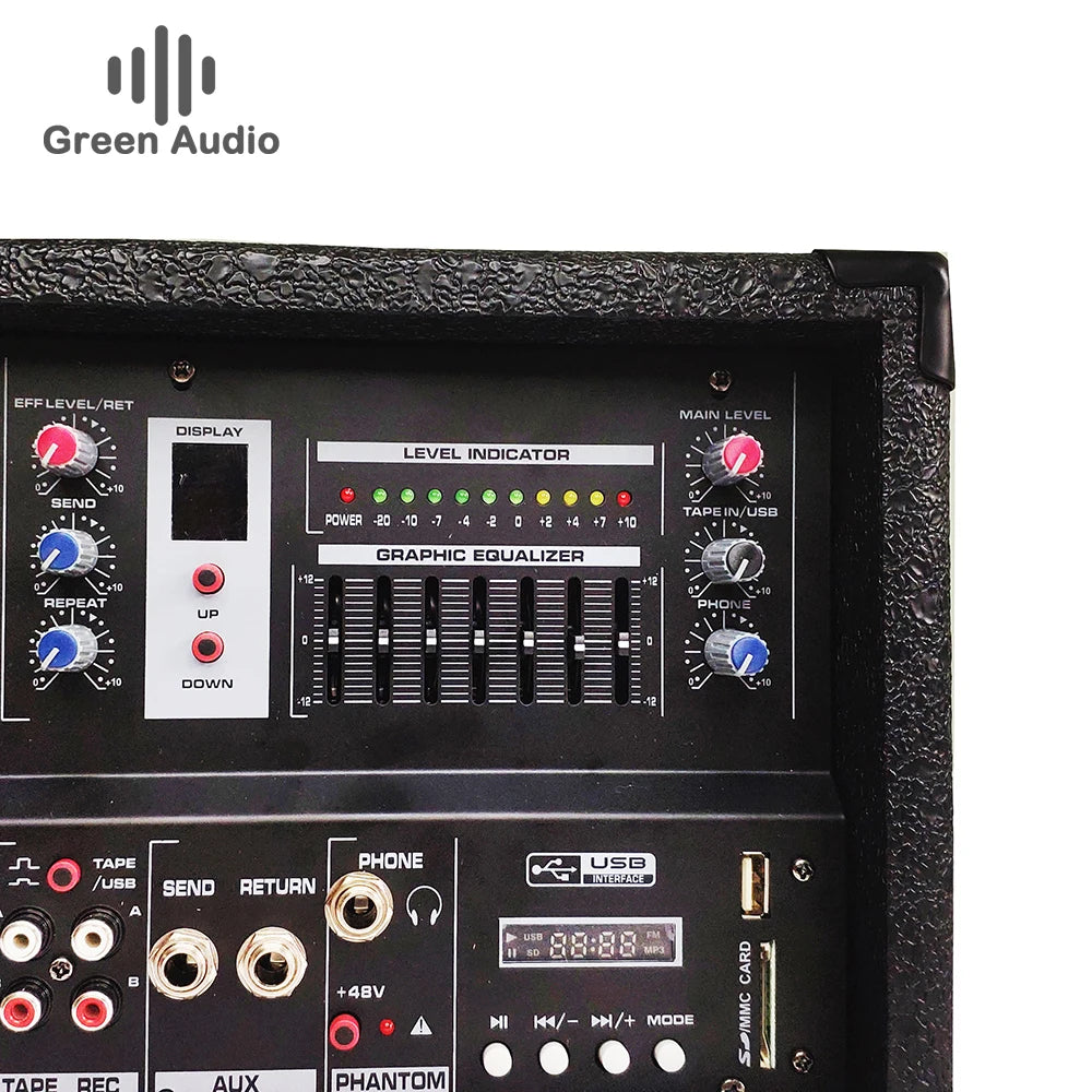 GAX-EB4 4 Channel Power Mixer tank Mixers, Power Amplifiers with Built-in Blue Tooth and Recording Function