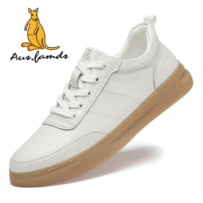 Men's Sporty High Top Casual Athletic Shoes Cowhide Genuine Leather Lining Stylish Rubber Outsole Waterproof Spring Winter