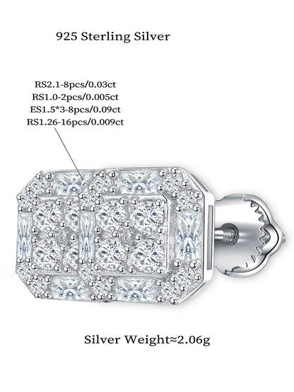Wholesale Luxury Lab Grown Diamond Earrings Rhodium S925 Sterling Silver Fine VVS Moissanite Women Stud Earrings