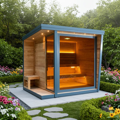 4 Person Carbonized Spruce Traditional Dry Sauna Outdoor Wooden Sauna for Backyard Garden