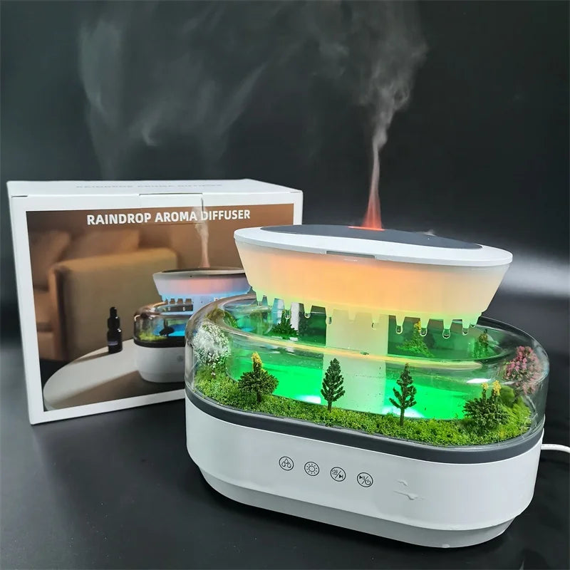 Smart Mini Ultrasonic Humidifier Cool Mist White Noise Portable Oil Aroma Diffuser for Hotel Household Use Rain Drop Essential