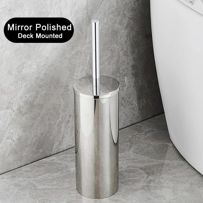 Bathroom Black Gold 304 Stainless Steel Toilet Brush Set Toilet Bowl Cleaner Brush and Holder Cleaning Tool Standing