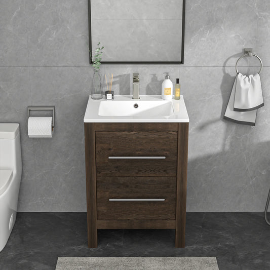 US Stock Sarlai Modern Eco-Friendly White Ceramic Countertop Bathroom Sink with Thin Edge Design by PDG ibma