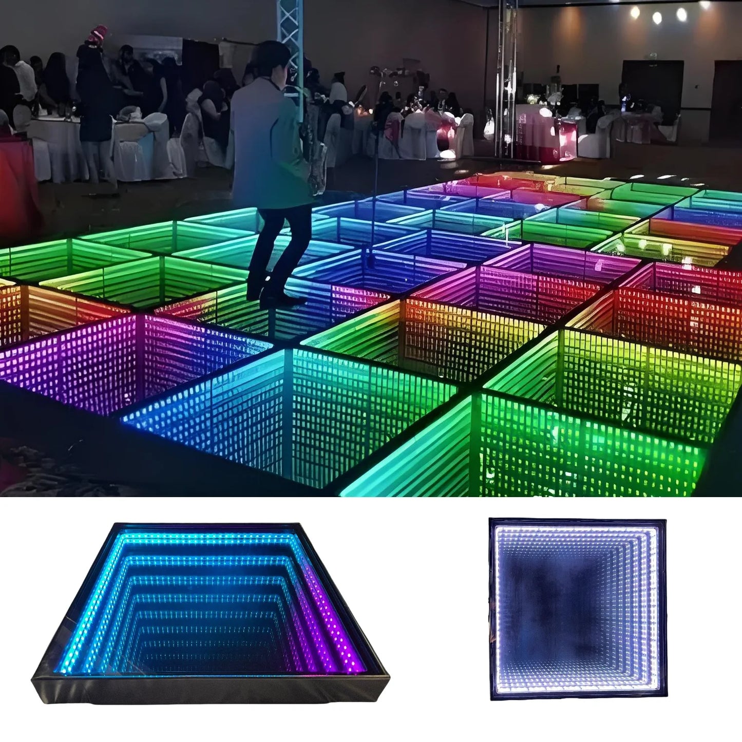 SP 3D Wireless Infinity Mirror Dance Floor Interactive Dance Magnetic Led Dance Floor for DJ Disco Wedding Party