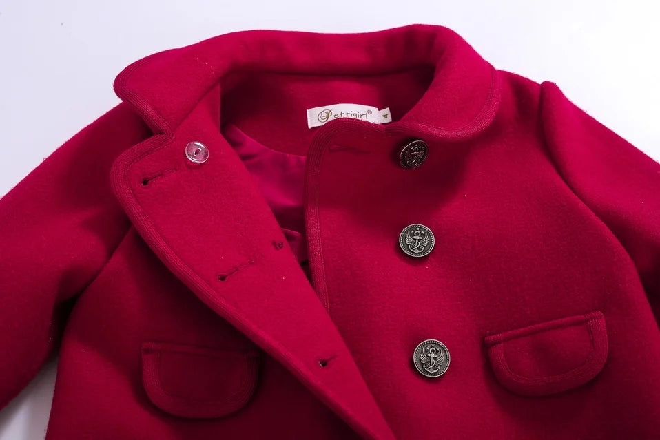 Pettigirl new Popular Solid Color Red Warm Children Girls' Jackets & Coats Latest and Stylish 1BAG=1PCS
