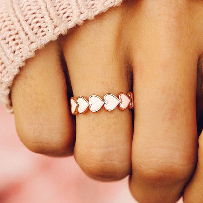 F1575 Rose Gold Plated Heart Ring For Women Cute Daily Jewelry Valentines Day Gift Alloy Fashion Ring Size 6