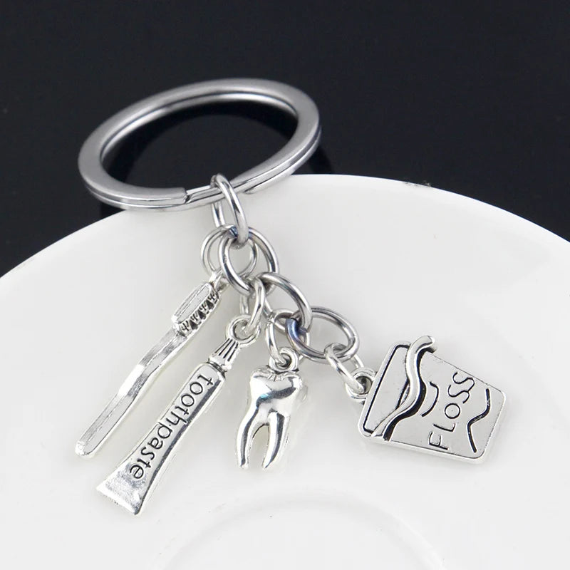 Bag Accessories Toothbrush Floss Toothpaste Tooth Dental Hygienist Pendant Keychain