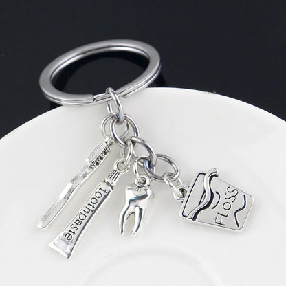 Bag Accessories Toothbrush Floss Toothpaste Tooth Dental Hygienist Pendant Keychain