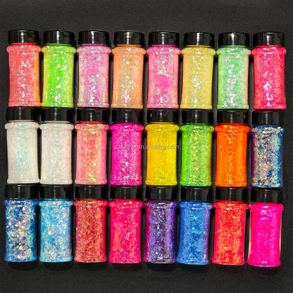 US Warehouses High Flash Spring Chunky Glitter 24 Color Bottle Set for Diy Makeup Manicure Handcrafted Cups Gift-making and More