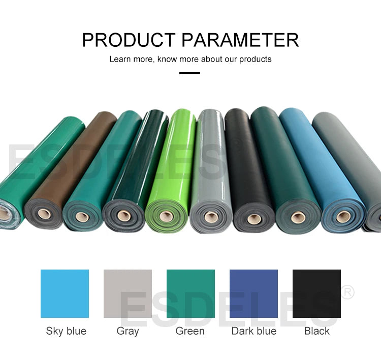 Wholesales Price 1mX10m Gray 2mm Durable Rubber Grounding Floor Table Soldering Antistatic Esd Mat Roll for Workbench