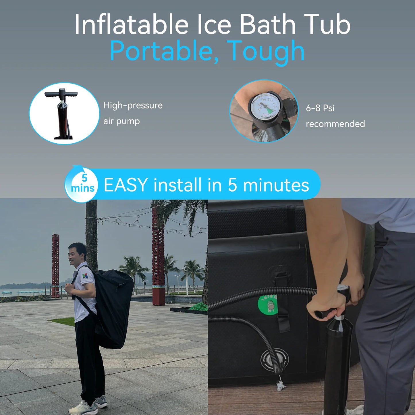 High-Efficiency Small Cold Plunge Tubs Recovery Barrel Recovery Bath Inflatable Baths Ice Bath Pod Ice Bathtub