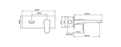Brass Single Hole Modern Bathroom Faucet with Ceramic Valve Core Wall-Mounted Lavatory Basin Sink Mixing Faucet