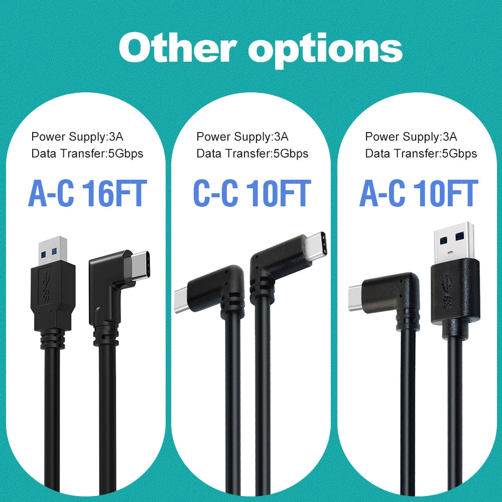 Black 16ft 5m Long Type C Link Cable for Quest 3S/3/2 Meta Quest Pro USBC Cable for Gaming and Charging Fast Speed Data Transfer
