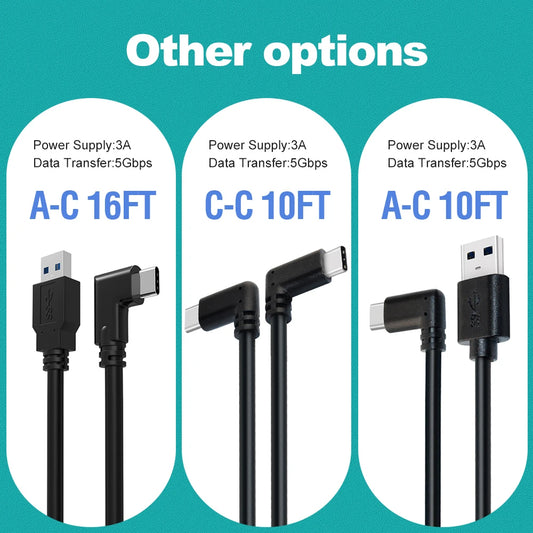 Black 16ft 5m Long Type C Link Cable for Quest 3S/3/2 Meta Quest Pro USBC Cable for Gaming and Charging Fast Speed Data Transfer