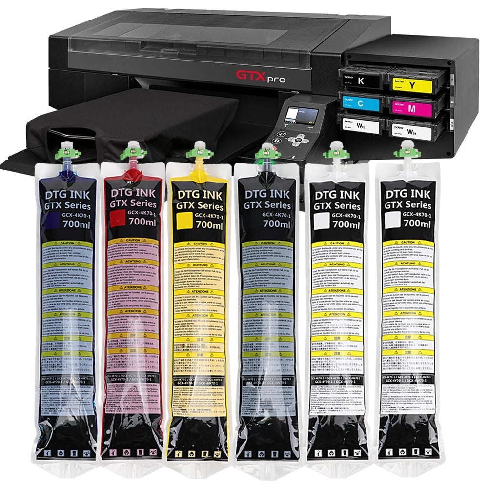 US Warehouse Shipping DTG Ink Pack GTX Pro 600 422 423 Printer DTG Ink Bag With Chip for Brother Printer Pigment Ink