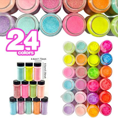US Warehouses High Flash Spring Chunky Glitter 24 Color Bottle Set for Diy Makeup Manicure Handcrafted Cups Gift-making and More