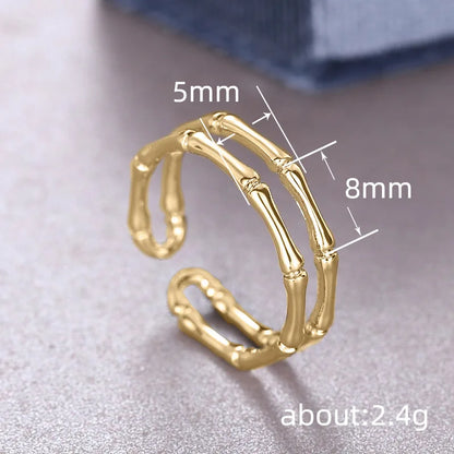 Stainless Steel Bamboo Rings For Women Men Modern Plant Design Unisex Jewelry Gift Fashion Ring T0098