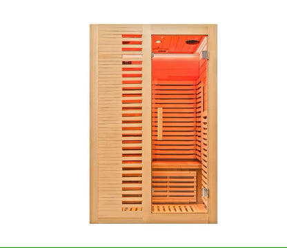 Luxury 1-Person Modern Cedar Electric Sauna Room with Red Cedar Solid Wood and Dry Steam Stove for Apartment or Villa
