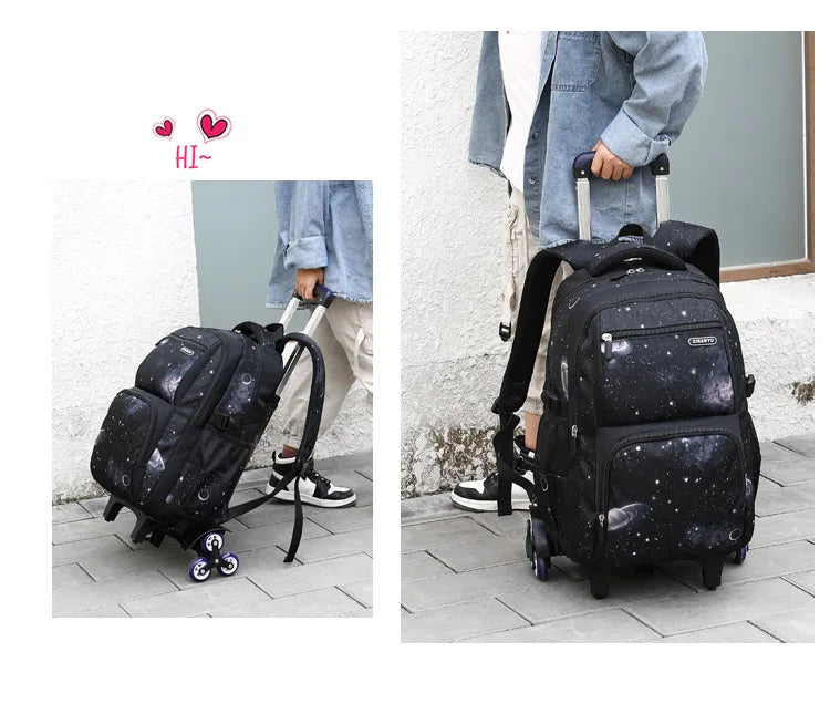Japanese Korean Student Backpack Large Capacity Multi-Layer Breathable Design Waterproof Stylish Trolley for Stair Climbing