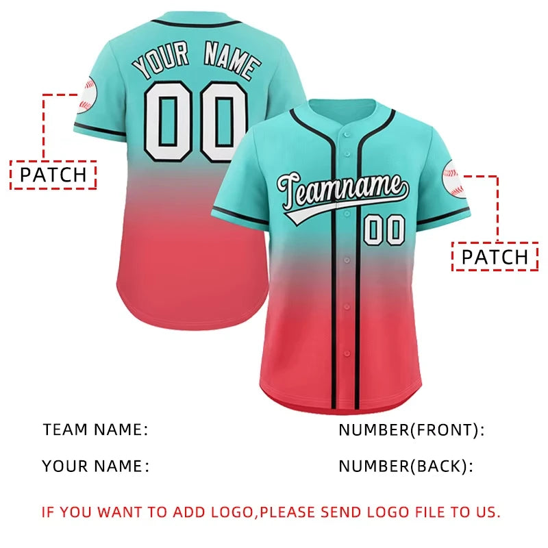 Men's Personalized Breathable Stylish Gradient Baseball Jerseys Custom Professional Game Baseball Jerseys Basketball Jerseys