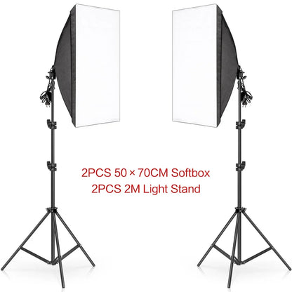 SH 50x70CM Photography Softbox Lighting Kits Professional Continuous Light System Equipment For Photo Studio