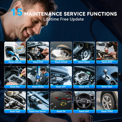 MUCAR 632 AI Car Diagnostic Tool CANFD 4 Systems ECM TCM ABS SRS 15 RESET Bi-Directional Control Obd2 Automotive Scanner