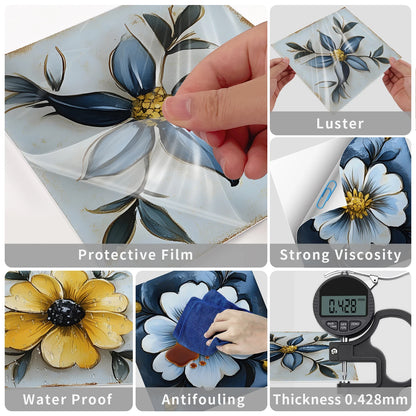 24 Pcs Self Adhesive Tile Stickers Peel and Stick Wall Tiles Waterproof PVC Backsplash Tile for Kitchen 7.87 X 7.87 Inch