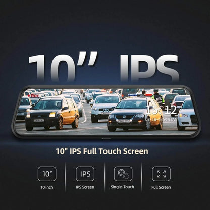 10 Inch 4K+1080P Drive Recorder Car Rearview Mirror Dash Cam Front and Rear with Dual Lens Wifi GPS Parking Monitor Night Vision