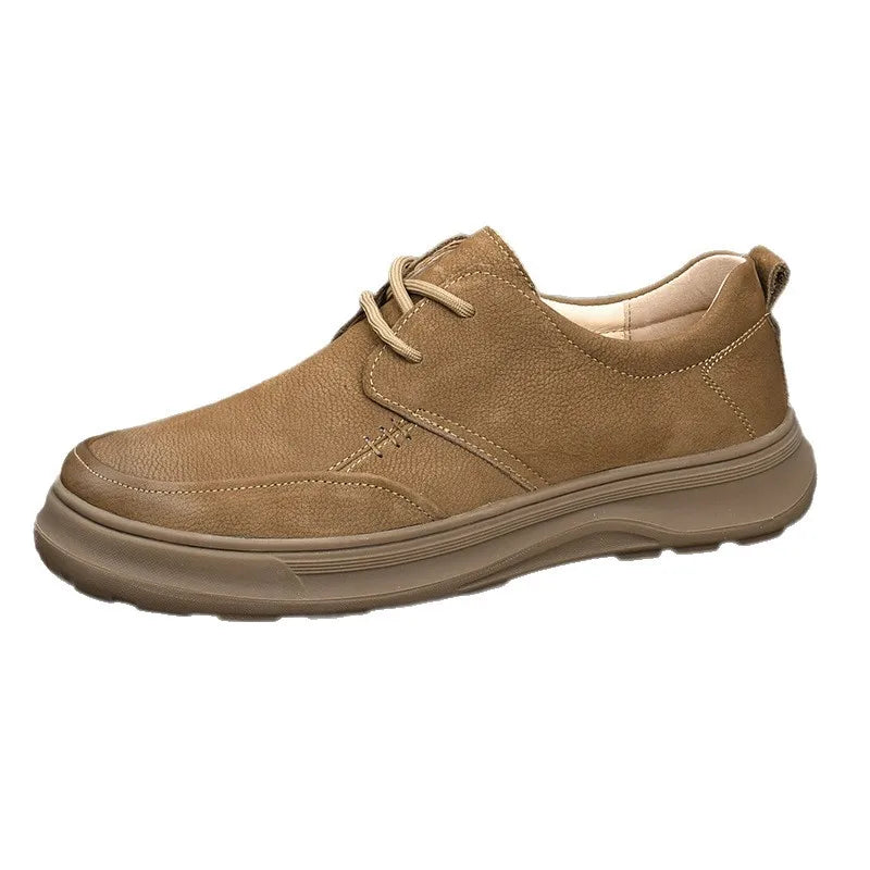 Genuine Leather Men's Retro Casual Shoes Round Toe EVA Midsole Rubber Outsole Soft Spring Style Boat Shoes