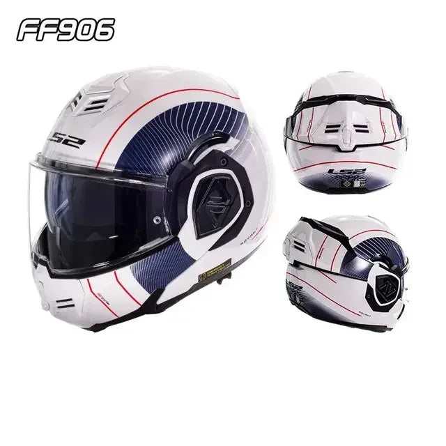 LS2 FF906 Full Face Flip up Helmets Motorcycle Modular Double Visor Helmet Built-in Lens ECE Capacete Casque Casco Moto