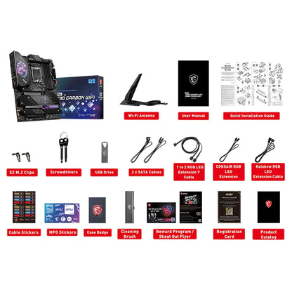 Used MSI MPG Z690 CARBON WIFI Motherboard Supports DDR5 Memory up to 6666+(OC) MHz and 12th Gen Intel Core/ Pentium Celeron CPU