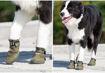 TRUELOVE Pet Shoes Waterproof Anti-slip for Puppy Medium and Large Dog Protect Pet Feet ArmyGreen Winter Snow 2/4pcs/set YS1891