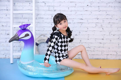 Peacock Lovely Eco-friendly PVC Inflatable Bubble Bottom Sequin Seating Swim Ring for Kids Water Sport