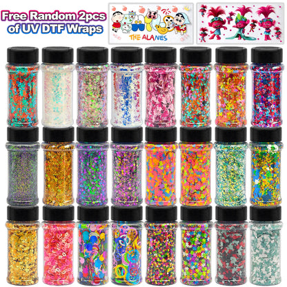 16 oz Snow Globe Glass Tumbler DIY Kit Supplies with UV DTF Cup Wraps Glitter Glass Bottle for Holiday Craft Gifts US Warehouses